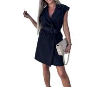 LIUYUYOUGO Abiti Eleganti Donna,Abiti Blazer Doppiopetto per Donna Moda Slim Senza Maniche Giacca da Abito con Risvolto A Tacca Cintura Lavoro Ufficio Vestito da Donna Elegante Abito da Festa per Ma