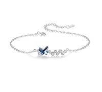 LIUYUYOUGO Bracciale Da Donna Bracciale Da Donna In Argento Sterling 925 Con Farfalla Ciondolo A Forma Di Farfalla Blu In Cristallo Con Zirconi Cubici Polsini Regolabili Gioiello Importante Regalo P