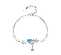 LIUYUYOUGO Bracciale Da Donna Bracciale In Argento Sterling 925 Con Cuore Regolabile In Pietra Naturale Con Cuori E Pietra Portafortuna Gioiello Scintillante A Strati Con Ciondolo A Farfalla Regalo