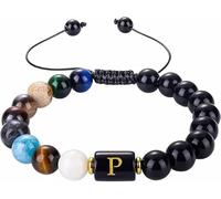 LIUYUYOUGO Bracciale Donna Bracciale Chakra Con Cristalli Naturali Da Uomo 7 Pietre Preziose Chakra Braccialetto Yoga Da 8 Mm Braccialetti Con Perline Iniziali In Ossidiana Nera Con Lettera Az Gioie