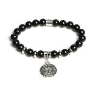 LIUYUYOUGO Bracciale Donna Braccialetto Con Cristallo Di Ossidiana Nera Con Segni Zodiacali Per Donna Moneta Antica 12 Bracciali Con Ciondolo Con Simbolo Della Costellazione Bracciale Elastico Tibet