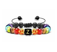 LIUYUYOUGO Bracciale Pietre Naturali Bracciale Con Pietre Preziose Di Cristallo Dei 7 Chakra Pietra Lavica Nera Naturale Diffusore Di Oli Essenziali Con Perline Iniziali E Lettera Az Regal