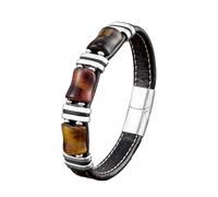 LIUYUYOUGO Bracciale Pietre Naturali Bracciale In Pelle Con Occhio Di Tigre Per Uomo Moda Multicolore Pietra Naturale Protezione Cristalli Braccialetti Perline Di Pietre Preziose Energetiche Uniche