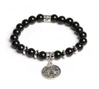 LIUYUYOUGO Bracciale Pietre Naturali Braccialetto Con Cristallo Di Ossidiana Nera Per Donna Con Moneta Antica 12 Simboli Delle Costellazioni Braccialetti Elastici Tibetani Con Perline E Pietre Prezi