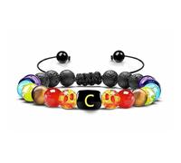 LIUYUYOUGO Bracciale Uomo Bracciale Con Pietre Preziose Di Cristallo Dei 7 Chakra Pietra Lavica Nera Naturale Diffusore Di Oli Essenziali Con Perline Iniziali E Lettera Az Gioielli Per Uom