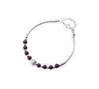 LIUYUYOUGO Bracciale Uomo Bracciale Da Donna In Granato Naturale Argento Sterling 925 Con Perline Di Cristallo E Pietre Preziose Rosse Ciondolo A Sfera Smerigliata Braccialetti Con Catena A Maglie T