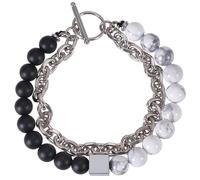 LIUYUYOUGO Bracciale Uomo Braccialetti Di Perline Per Uomo Bracciale Con Catena A Doppio Strato Con Pietre Preziose E Cristalli Pietra Naturale Tormalina Ciondolo Quadrato Braccialetto Imp