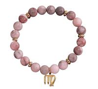 LIUYUYOUGO Bracciale Uomo Braccialetti Zodiacali Per Donne E Uomini 12 Costellazioni Ciondolo Zebra Rosa Pietra Naturale Cristallo Perline Elastiche Braccialetti Gioielli Ispiratori Oroscopo Regali