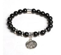 LIUYUYOUGO Bracciale Uomo Braccialetto Con Cristallo Di Ossidiana Nera E Segni Zodiacali Per Donna Con Moneta Antica 12 Simboli Delle Costellazioni Braccialetti Elastici Tibetani Con Perline E Pietr