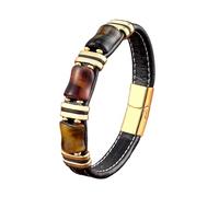 LIUYUYOUGO Bracciale Uomo Pietre Bracciale In Pelle Con Occhio Di Tigre Per Uomo Moda Multicolore Pietra Naturale Protezione Cristalli Bracciali Perline Di Pietre Preziose Energetiche Uniche Regalo