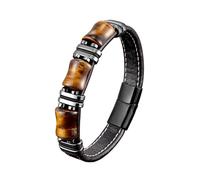 LIUYUYOUGO Bracciale Uomo Pietre Bracciale In Pelle Con Occhio Di Tigre Per Uomo Moda Multicolore Pietra Naturale Protezione Cristalli Braccialetti Perline Di Pietre Preziose Energetiche Uniche Rega