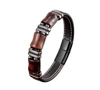 LIUYUYOUGO Bracciale Uomo Pietre Bracciale In Pelle Con Occhio Di Tigre Per Uomo Moda Multicolore Pietra Naturale Protezione Cristalli Braccialetti Perline Di Pietre Preziose Energetiche Uniche Rega