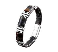 LIUYUYOUGO Bracciale Uomo Pietre Bracciale In Pelle Con Occhio Di Tigre Per Uomo Moda Multicolore Pietra Naturale Protezione Cristalli Braccialetti Perline Di Pietre Preziose Energetiche Uniche Rega