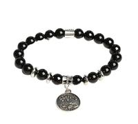 LIUYUYOUGO Bracciale Uomo Pietre Braccialetto Con Cristallo Di Ossidiana Nera E Segni Zodiacali Per Donna Con Moneta Antica 12 Simboli Delle Costellazioni Braccialetti Elastici Tibetani Con Perline