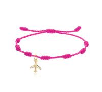 LIUYUYOUGO Braccialetto 7 Nodi Per Donna E Uomo Con Ciondolo Aereo Placcato Oro/Argento Braccialetti Per Coppie Con Zirconi Cubici Braccialetto Intrecciato Fatto A Mano Protezione Portafortuna Filo