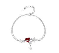 LIUYUYOUGO Braccialetto Da Donna In Argento Sterling 925 Bracciale In Argento Sterling 925 Con Cuore Regolabile In Pietra Naturale Con Cuori E Pietra Portafortuna Gioiello Scintillante A Strati Con