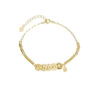 LIUYUYOUGO Braccialetto Da Donna In Argento Sterling 925 Bracciale In Argento Sterling 925 Placcato Oro Per Donna Bracciale Con Ciondoli Di Monete Antiche Martellate Scintillanti Braccialetti Con Pe