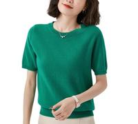 LIUYUYOUGO Camicia Elegante Donna Maglioni A Maniche Corte da Donna Girocollo Maglia Camicetta Primavera Estate Maglione Leggero Lavorato A Maglia Camicia Business Casual Pullover T-Shirt T-Shirt Tu