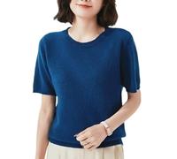 LIUYUYOUGO Camicia Elegante Donna Maglioni A Maniche Corte da Donna Girocollo Maglia Camicetta Primavera Estate Maglione Leggero Lavorato A Maglia Camicia Business Casual Pullover T-Shirt T-Shirt Tu