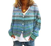 LIUYUYOUGO Cardigan Donna Estivo, Cardigan con Stampa Floreale per Donna Vintage Strisce A Contrasto Cardigan Morbidi Lavorati A Maglia Aperto Davanti Maglione da Donna con Scollo A V Cappotto Legge