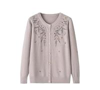 LIUYUYOUGO Cardigan Sweater Donna,Cardigan Lavorato A Maglia per Donne di Mezza età E Anziane A Maniche Lunghe con Ricami Floreali da Nonna con Giacca Aperta sul Davanti Casual da Vecchia Signora I