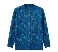 LIUYUYOUGO Cardigan Sweater Donna Cardigan Lavorato A Maglia per Madre Anziana di Mezza età - Cappotto Lavorato A Maglia per 50-80 Anni Giacca Vintage con Strass Floreali Abbigliamento da Nonna Abb