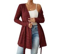 LIUYUYOUGO Cardigan Sweater Donna Cardigan Lunghi da Donna con Cintura Leggero A Maniche Lunghe Aperto sul Davanti Elegante Lungo Lavorato A Maglia Autunno Casual Tinta Unita Giacca Morbida di Trans