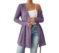LIUYUYOUGO Cardigan Sweater Donna Cardigan Lunghi da Donna con Cintura Leggero A Maniche Lunghe Aperto sul Davanti Elegante Lungo Lavorato A Maglia Autunno Casual Tinta Unita Giacca Morbida di Trans
