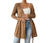 LIUYUYOUGO Cardigan Sweater Donna Cardigan Lunghi da Donna con Cintura Leggero A Maniche Lunghe Aperto sul Davanti Elegante Lungo Lavorato A Maglia Autunno Casual Tinta Unita Giacca Morbida di Trans