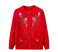 LIUYUYOUGO Cardigan Sweater Donna Maglioni Cardigan Ricamati per Donna Morbidi Maglioni Leggeri Giacca Lavorata A Maglia per Madre Anziana di Mezza età Elegante Cappotto in Maglia Floreale per Vecc