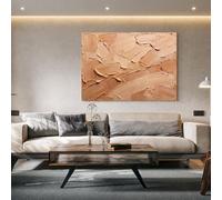 LIUYUYOUGO Dipinto A Olio Minimalista Su Tela Marrone Con Texture Moderno E Astratto Realizzato Con Spatola Opera D'Arte Contemporanea Per Soggiorno Ingresso O Hotel Dimensioni: 100 × 150 Cm (39,4