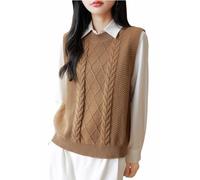 LIUYUYOUGO Donna Maglione Senza Manichemaglione Senza Maniche in Maglia A Trecce Grosse da Donna Canotta in Cotone con Scollo A V Gilet in Maglia Vintage Intrecciata Top Larghi Eleganti Corti