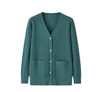 LIUYUYOUGO Golfino Donna Cardigan Lavorato A Maglia per Madre Anziana di Mezza età - Cappotto Elegante in Maglia A Trecce Spessa per Nonna Maglione Autunnale Verde S