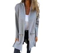 LIUYUYOUGO Golfino Donna Cardigan Lungo con Cappuccio da Donna Aperto sul Davanti Taglie Forti con Cerniera con Tasche Soprabito A Maniche Lunghe Casual Tinta Unita Maglione Oversize Giacca di Trans