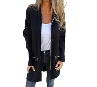 LIUYUYOUGO Golfino Donna Cardigan Lungo con Cappuccio da Donna Aperto sul Davanti Taglie Forti con Cerniera con Tasche Soprabito A Maniche Lunghe Casual Tinta Unita Maglione Oversize Giacca di Trans