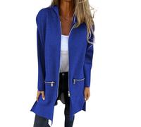 LIUYUYOUGO Golfino Donna Cardigan Lungo con Cappuccio da Donna Aperto sul Davanti Taglie Forti con Cerniera con Tasche Soprabito A Maniche Lunghe Casual Tinta Unita Maglione Oversize Giacca di Trans