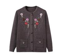 LIUYUYOUGO Golfino Donna Maglioni Cardigan Ricamati per Donna Morbidi Maglioni Leggeri Giacca Lavorata A Maglia per Madre Anziana di Mezza età Elegante Cappotto in Maglia Floreale per Vecchia Signo