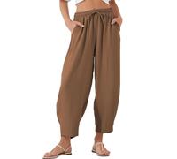 LIUYUYOUGO Pantaloni Donna Comodi Pantaloni Harem 3/4 da Donna Pantaloni Larghi A Gamba Larga Pantaloni alla Caviglia Estivi con Elastico in Vita Pantaloni Larghi E Comodi Pantaloni da Spiaggia Legg