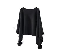 LIUYUYOUGO Poncho Donn Scialli E Stole Lavorati A Maglia Per Donna Poncho Senza Maniche Morbido E Fine Mantello Lavorato A Maglia Con Pompon Maglione Top Maglieria Moda Autunno Inverno Sciarpa Ruana