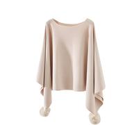 LIUYUYOUGO Poncho Donn Scialli E Stole Lavorati A Maglia Per Donna Poncho Senza Maniche Morbido E Fine Mantello Lavorato A Maglia Con Pompon Maglione Top Moda Autunno Inverno Maglieria Sciarpa Ruana