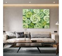LIUYUYOUGO Quadro Astratto Floreale Con Rose Verdi Dipinto A Mano Con Tecnica A Spatola E Texture Floreale Pittura Ad Olio Moderna Opera D'Arte Botanica Decorazione Murale Per Soggiorno E Sala Da Pr