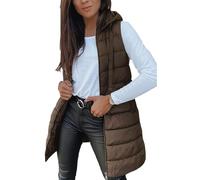 LIUYUYOUGO Smanicato Donna Gilet Lungo Con Cappuccio Da Donna Gilets Trapuntati Leggeri Con Cerniera Caldo Senza Maniche Piumino Invernale Imbottito Cappotto Con Tasche Capospalla Di Media Lung