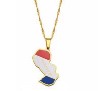 LIUZIXI Collana con Ciondolo con Mappa del Paraguay - Charm Pendente con Bandiera della Mappa del Paese di Rohaihu del Paraguay - Gioielli Etnici Patriottici alla Moda per Uomini E Donne Regalo di A