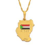 LIUZIXI Collana con Ciondolo Mappa del Sudan - Ciondolo con Bandiera Nazionale di Mappe di Paesi Africani di Fascino alla Moda - per Regalo di Anniversario di Gioielli Etnici Patriottici di Donne Uo