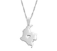 LIUZIXI Collana con Ciondolo Mappa della Colombia - Ciondolo A Catena Sottile con Mappa del Paese Colombiano di Fascino Etnico - per Regalo di Anniversario di Gioielli alla Moda Nazionale Patriottic