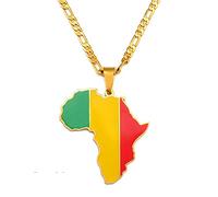 LIUZIXI Collana con Ciondolo Mappa Dell'Africa - Fascino alla Moda Mappe del Paese Africano del Mali Ciondolo con Bandiera Nazionale - per Donna Uomo Regalo di Anniversario di Gioielli Etnici di Ami