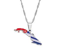 LIUZIXI Collana con Ciondolo Mappa di Cuba - Ciondolo con Bandiera Nazionale con Ciondolo alla Moda con Mappe dei Paesi Cubani - per Regalo di Anniversario di Gioielli Etnici Patriottici di Donne Uo
