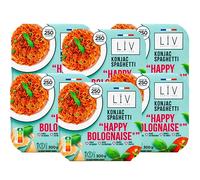 LïV Happy Food - Piatto personalizzato Happy Bolognese con ghetti Konjak, pasta senza glutine, pianta Konjak, senza glutine, a basso contenuto calorico, 6 x 300 g