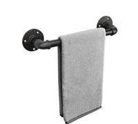Livabber Portasciugamani per tubi industriali, rustici in ferro da bagno, accessori per portasciugamani da bagno, resistente supporto da parete, nero (40,5 cm)
