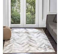 Livabliss Abisko Tappeto Salotto Moderno per Casa, Sala da Pranzo e Cucina Tappeto Geometrico Astratti Neutri Aztechi Stile Boho, leggera da Pulire, Ampio 120x170cm, Bianco e Argento